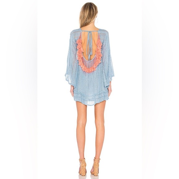 Sundress Indiana Petra Sequin Blue Pink Tassel Open Back Dress Size XS Small - Picture 9 of 9